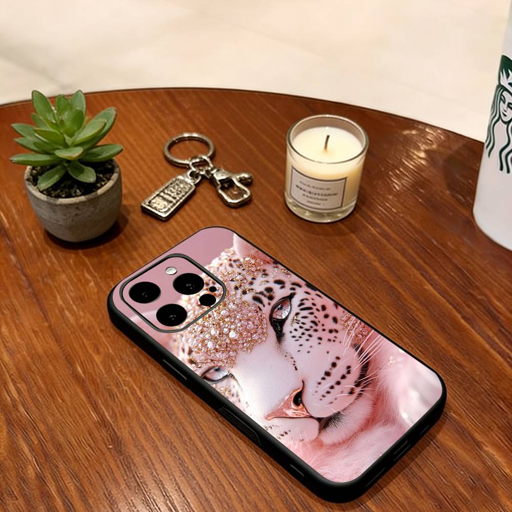 

Fortune Leopard Phone Case For iPhone 17,16,15,14,13,12,11 Plus,Pro Max,XS,Soft Silicone Black Cover iPhone16Plus