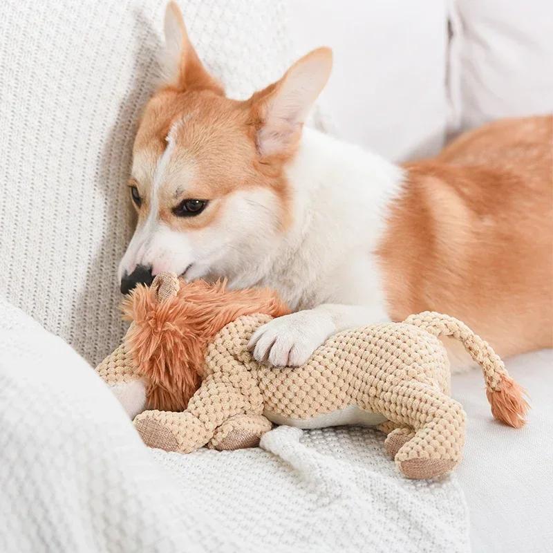 Squeaky Pet Toys designed for Medium Large Dogs Plush Puppy Big Dog Chew Toys Creatures Shape Dog Accessories Lion Design Dinosaur Pets Supplies