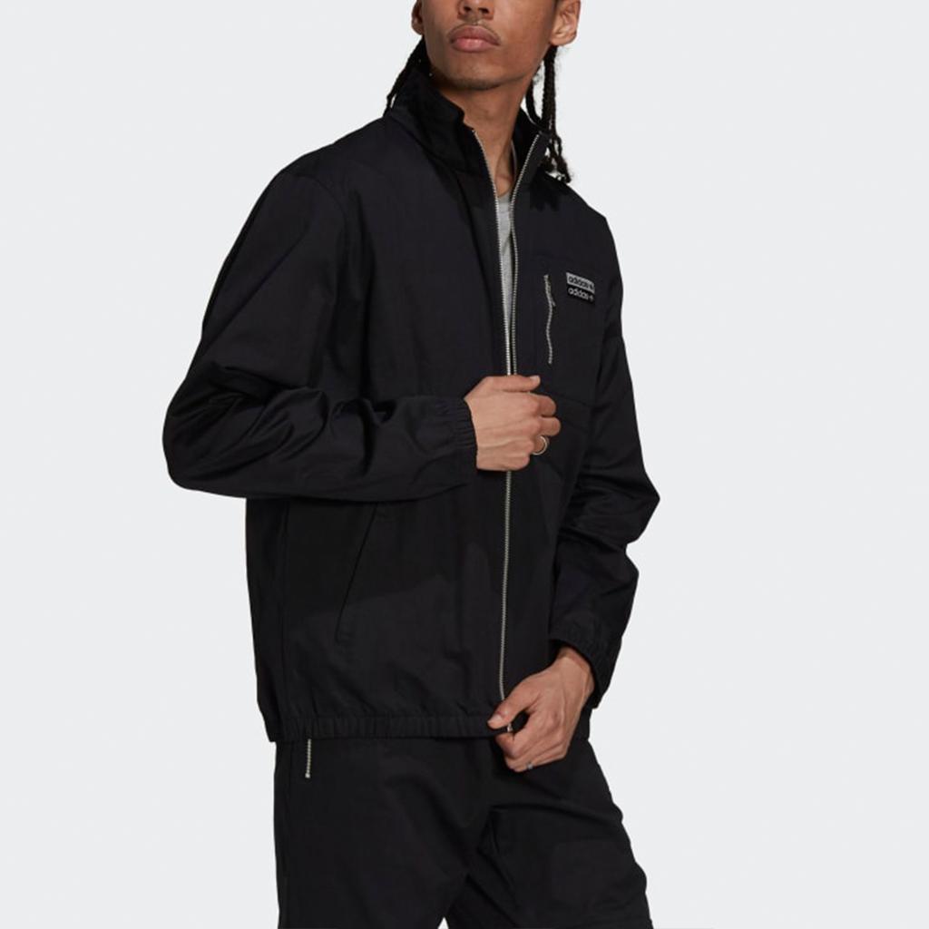 Adidas Originals R.Y.V. Cotton Twill Training Jacket with Stand-Up Collar and Zip Men Jacket Black H11457