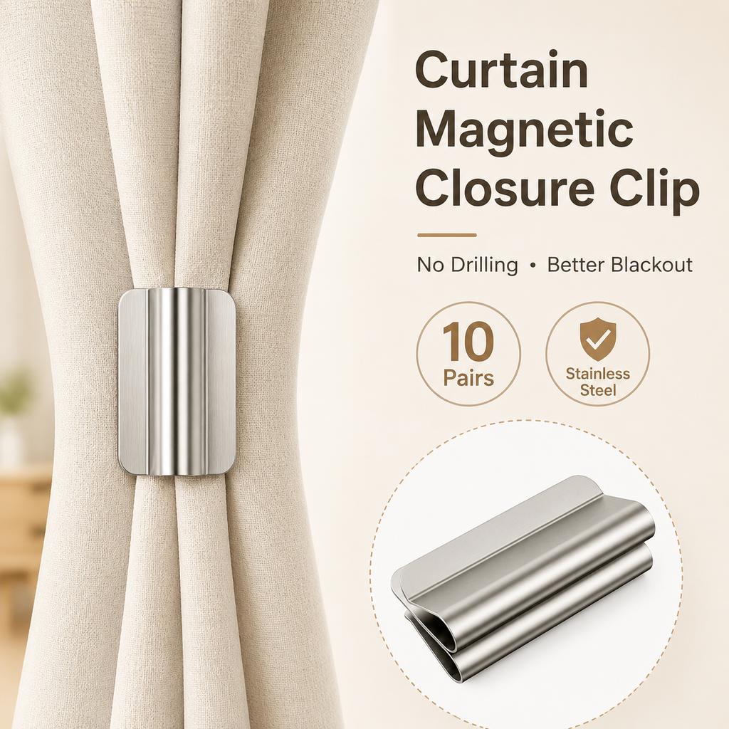 10/20 Pairs Stainless Steel Magnetic Curtain Closure Clips No Drill Light Blocking Fasteners for Bedroom & Living Room
