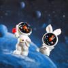 3pcs Planet Astronaut Bunny Rabbit Resin Mini Figures Cute Cartoon Ornament Miniature Craft DIY Accessories Home Desk Decor Gift