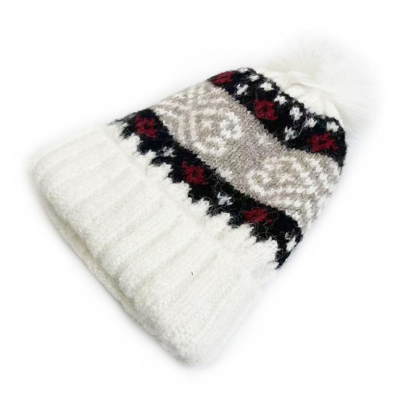 Cat Brother Retro Fair Isle Pom-Pom Knit Hat - Autumn/Winter Warmth