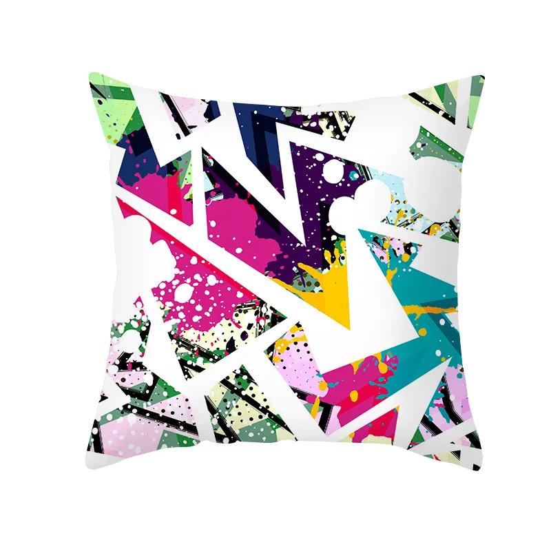 Sofa Office Chair Cushion Cover Luxury Comfortable Flower Pillow Retro Abstract Geometric Printing Pillowcase