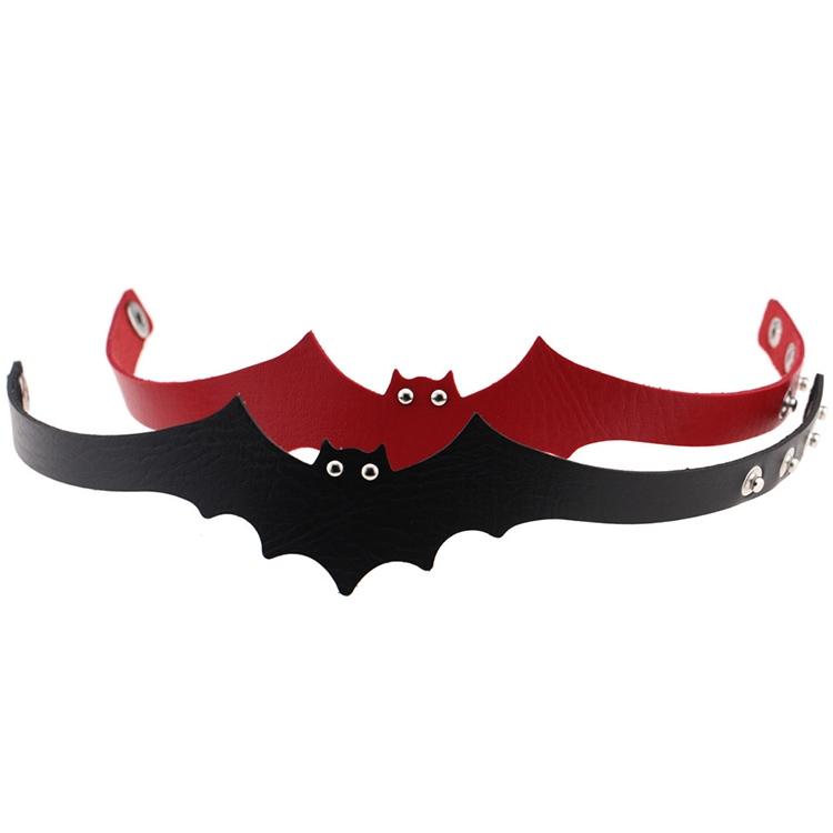 3 PCS European and American Style Popular Bat Styling Leather Necklace Collar, Random Color Delivery