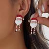 Cute Enamel Santa Claus Dangle Earring For Women Exquisite Imitation Pearl Red Zircon Long Leg Design Drop Earring Party Jewelry