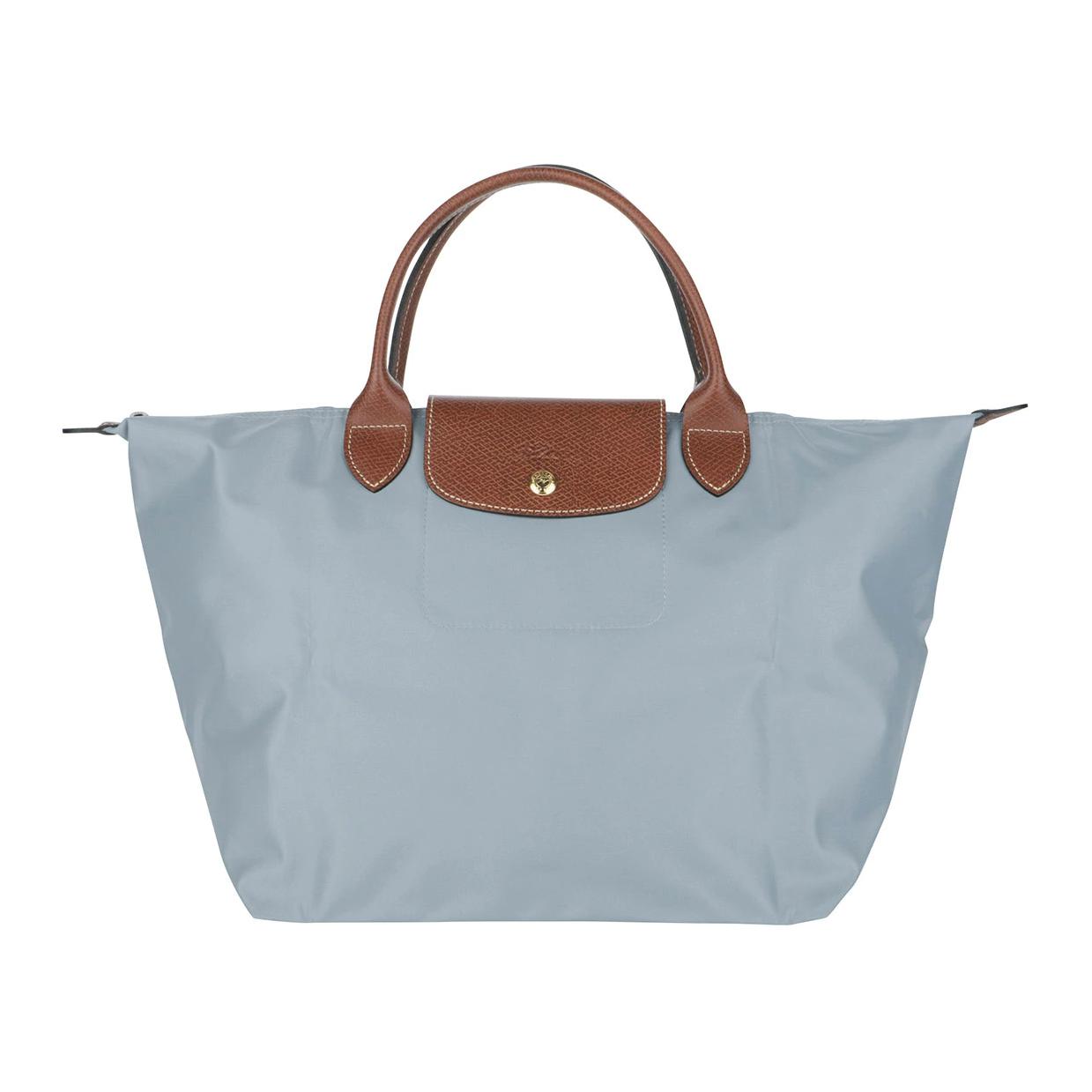 

Longchamp Le Pliage Origina 30 Short Handle Button Zipper Closure Nylon Canvas With Leather Trim Dumpling Tote Bag Medium Women Tote Bags 1623089P80 Steel Gray