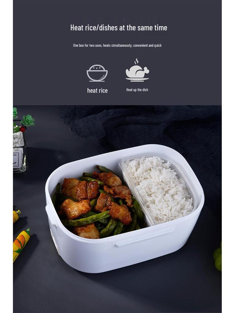 Portable Rechargeable Electric Lunch Box for Car and Home - Self-Heating, Insulated Food Warmer