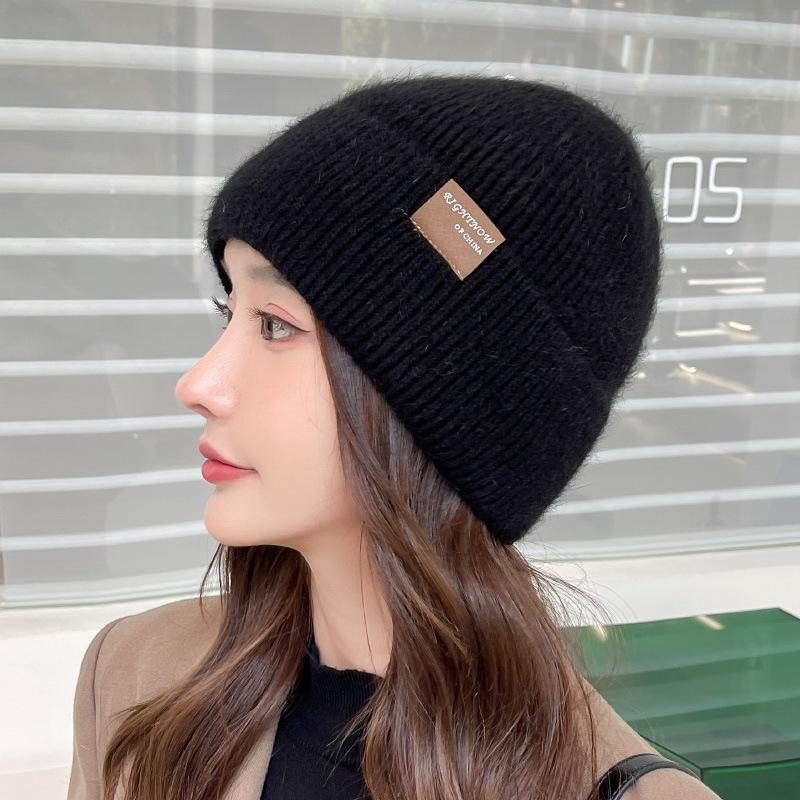 Thickened Knitted Wool Hat Women's Winter Warm Plush Pullover Hat Cold and Windproof Confinement Baotou Hat Cold Hat