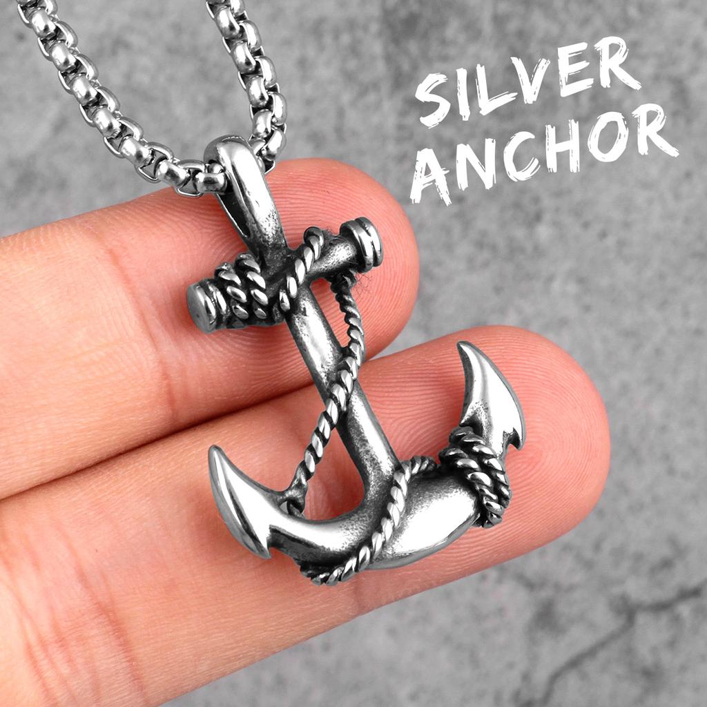 Stainless Steel Sea Anchor Sailor Man Men Necklaces Chain Pendants Punk Rock Hip Hop Unique for Male Boy  Jewelry Gift