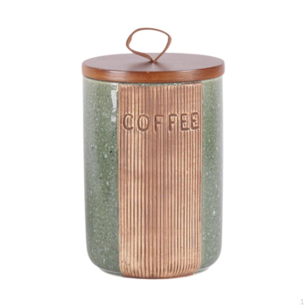 Airtight Food Jar with Wooden Lid, Kitchen Canister for Countertop Display