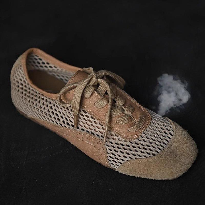 

Fashion Women s Breathable Mesh Mesh Flat Shoes New Summer Round Toe Deep Mouth Front Lace-Up Soft Slip Anti-Sport Sneakers 40