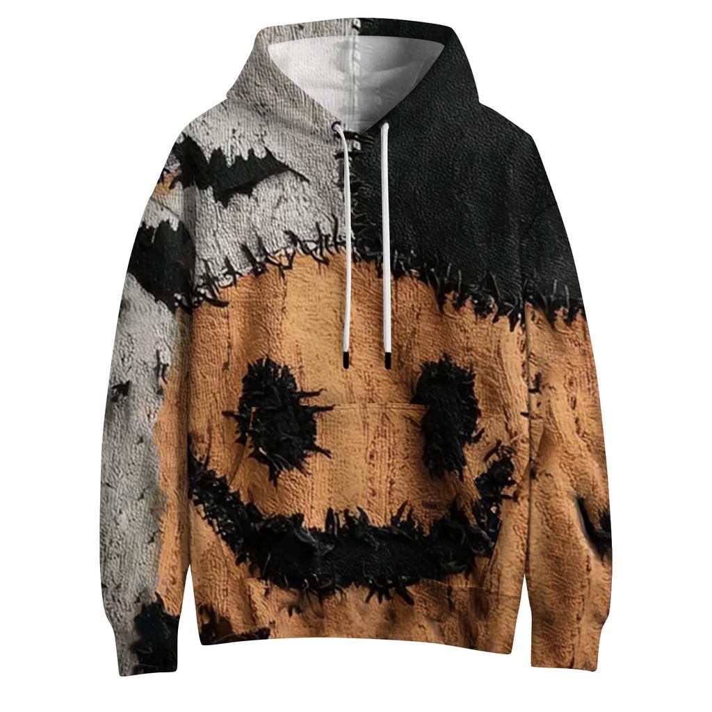 Women's Fashion Long Sleeve Pullover Halloween Print Hooded Pocket Sweatshirt
