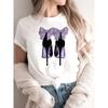 Modisches bedrucktes High-Heel-T-Shirt für Damen Modisches weißes Kurzarm-T-Shirt mit Schleifendesign Lässiges Home-Top für Mädchen