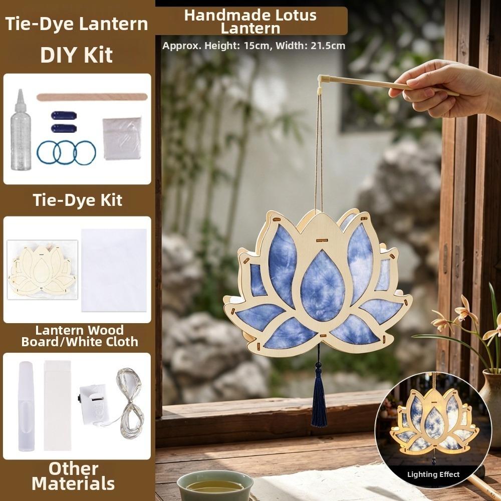 Rabbit Shape Tie Dyed Lanterns Classical Glowing Lanterns Portable Wooden Handheld Lanterns Gift Style 2