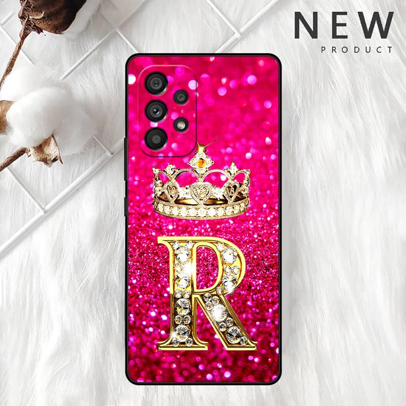 Pink Diamonds Letter Case For Samsung Galaxy A54 A52 A14 5G A53 A12 A13 A71 A23 A34 A33 A21s Phone Cover