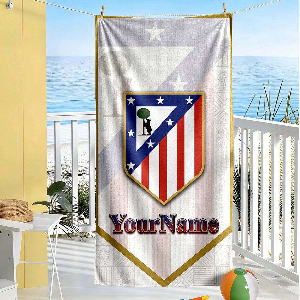 Atletico Madrid Customizable Name Beach Towel Quick-Dry Soft Microfiber Portable for SwimmingBeachCamping Travel Beach AccessoriesGym