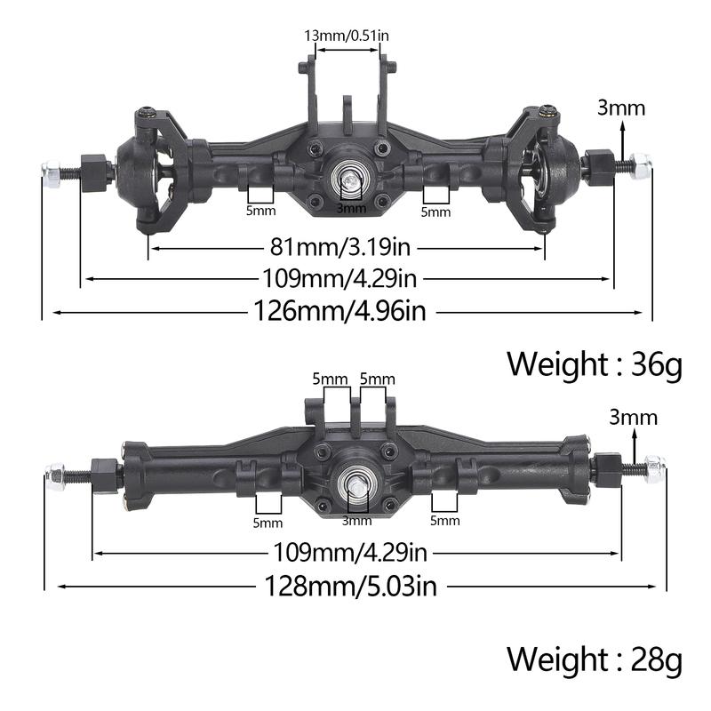 For Trx4m Plastic Front And Rear Axle Set Complete With Servo Mount For 1/18 Trx4m RC Crawler Upgrade Parts Replacement