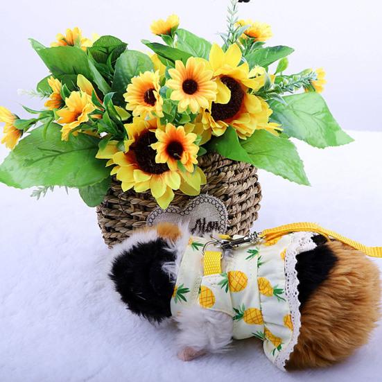 1 Set Kaninchen Kleidung Leine Spitze Saum Bowknot Pfirsich Druck Haustier Kaninchen Hamster Zugseil Pet Liefert