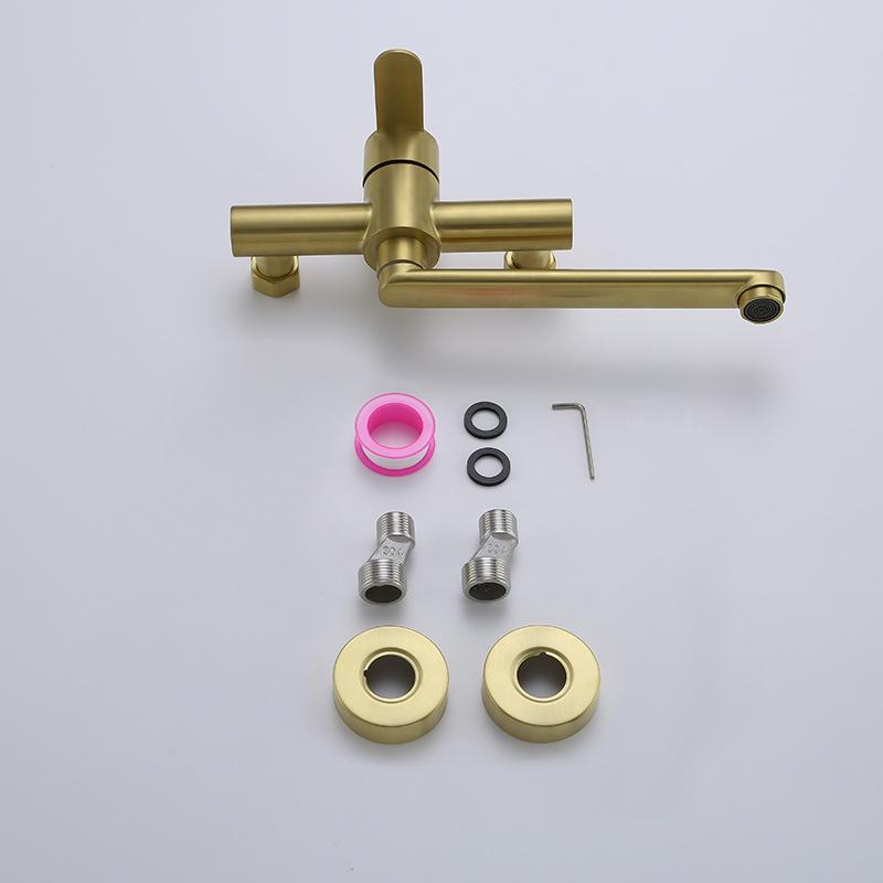 Brushed Gold 304 Stainless Steel Kitchen Sink Faucet Wall-mounted Single Handle Rotate Hot And Cold Kitchen Faucet Nickel
