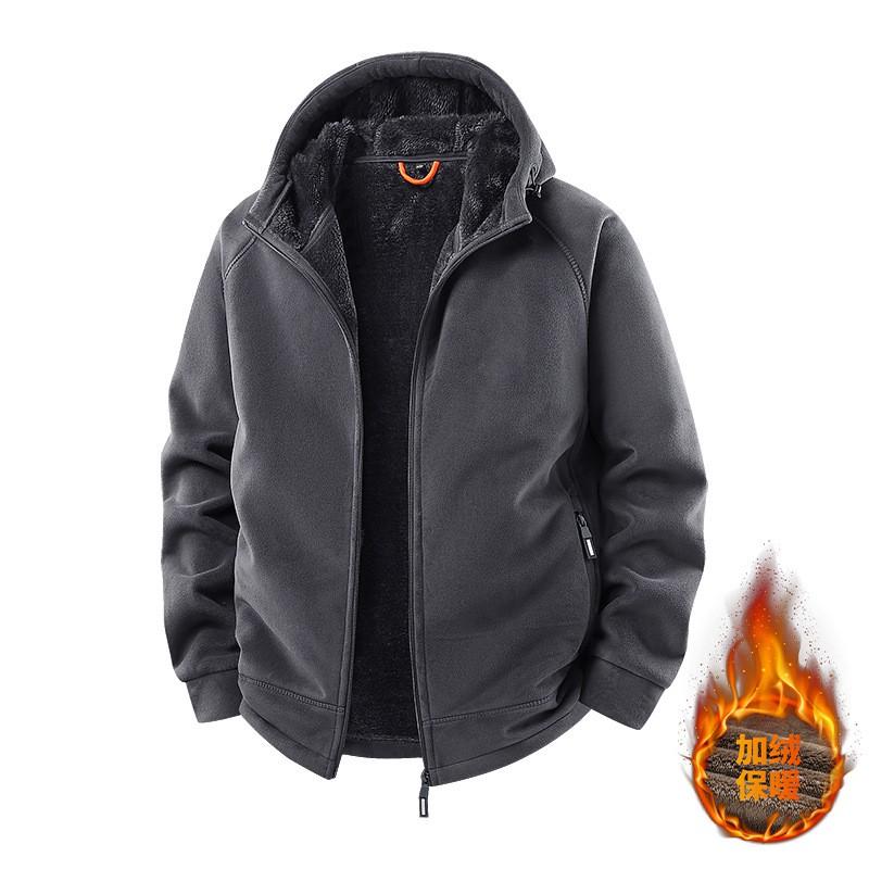 Mens Hooded Fleece Jacket Warm Thick Lined Casual Outerwear Winter Daily Wear