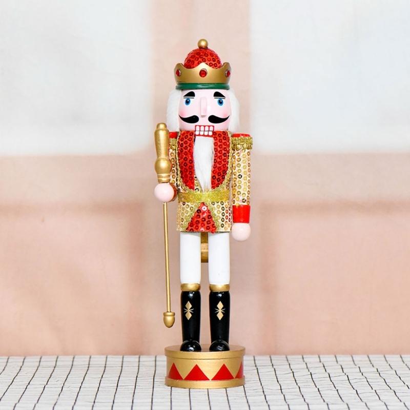 Christmas Nutcrackers Ornament Small Wooden Soldier Christmas Decorations Nutcrackers Figure Ornament for Table Shelf