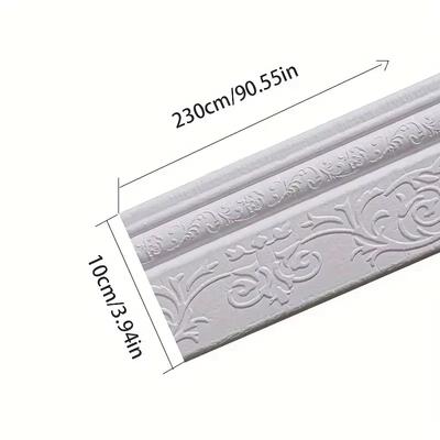 1pc 2.3mx10cm Self-adhesive 3d Three-dimensional Skirting Wall Sticker TV Background Wall Frame Edge Sealing Strip Foam Waist