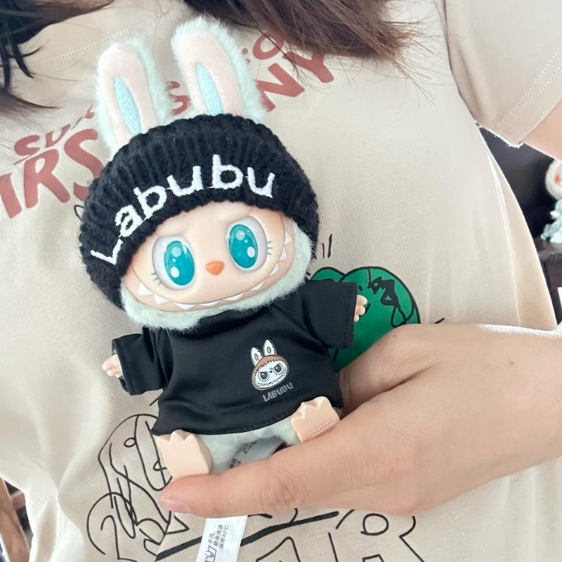 For 15-17CM LABUBU v1v2 doll clothes outfit striped series sweater autumn and winter clothes winter striped sweater hat set for bear hat tide