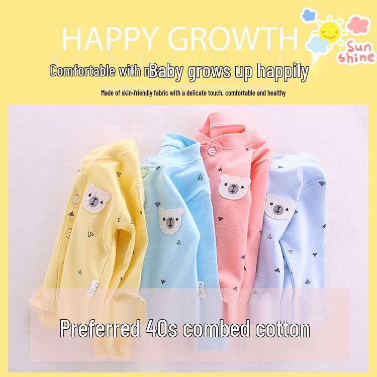 Autumn Pure Cotton Long Johns Set for Toddlers and Newborns - Antibacterial Spring Cardigan & Underwear