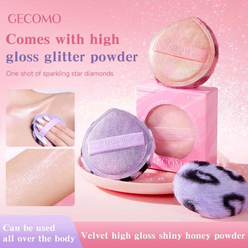 GECOMO Sparkling Powder Puff Ultra Soft Velvet Setting Makeup Applicator Flawless High Coverage For Loose Powder Foundation Travel Friendly Reusable