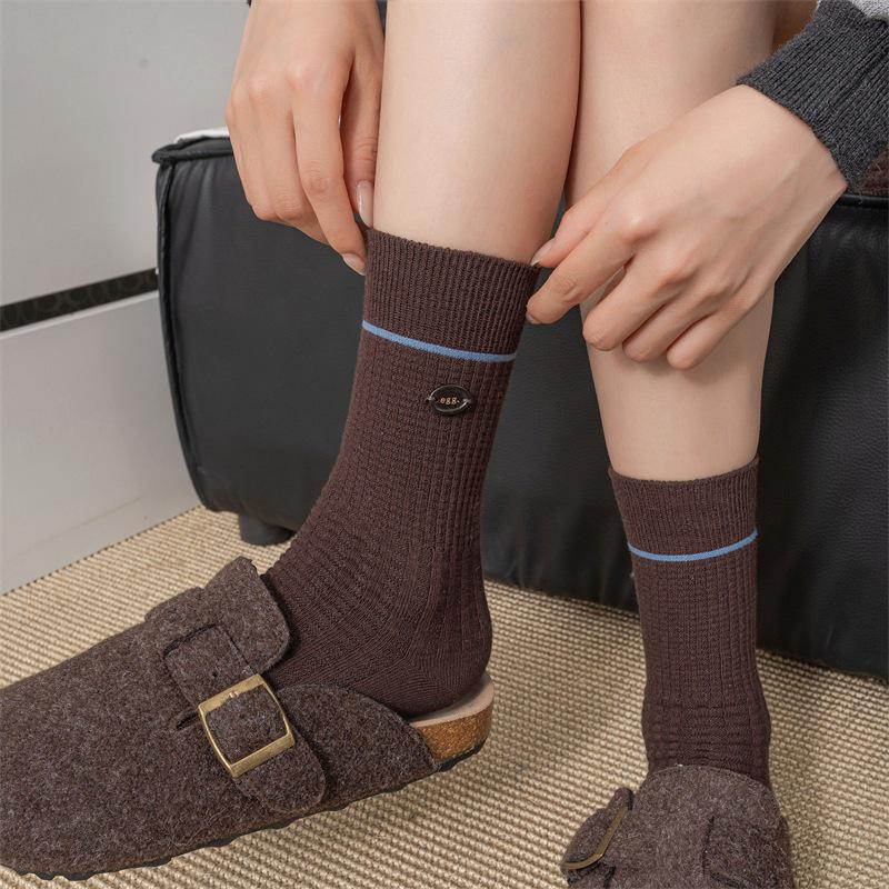 

Meilade Coffee Series Retro Polka Dot & Stripe Mid-Calf Slouch Socks One Size
