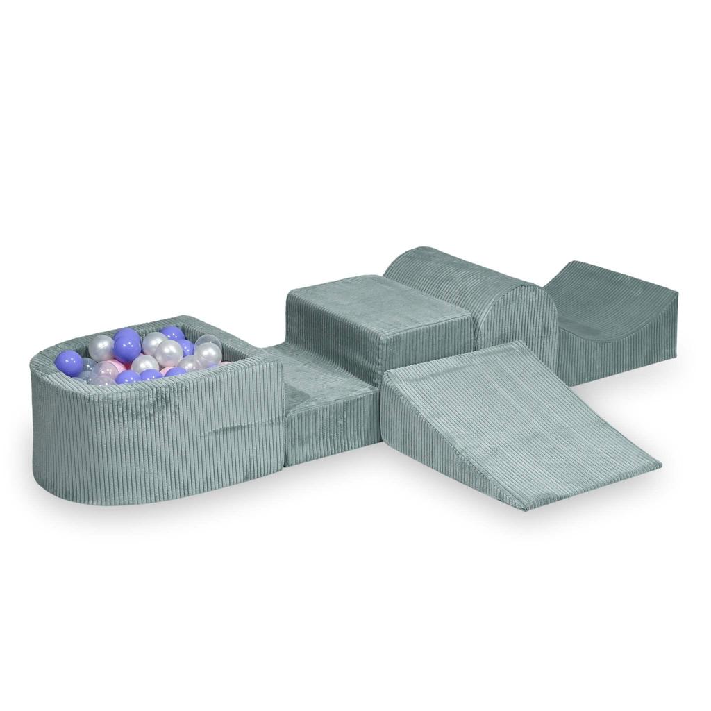 Foam Playground with Hill Corduroy Light Mint 100 Balls: Transparent, Pearl, Light Pink, Heather