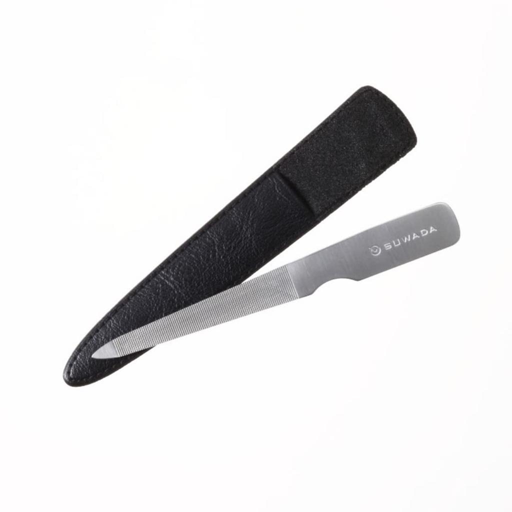 SUWADA Edelstahl-Nagelfeile 110mm mit Etui Hergestellt in Japan (Schwarz)