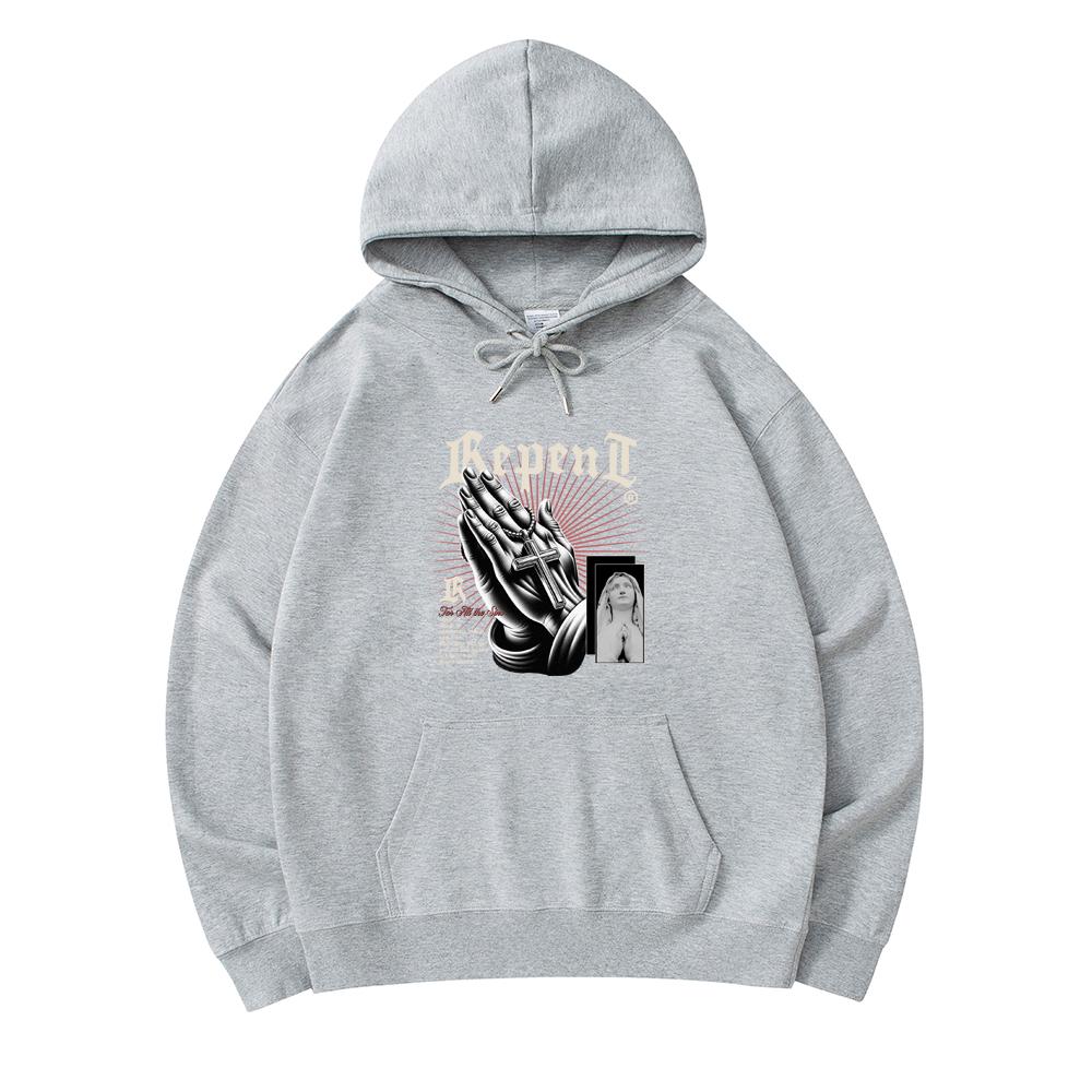 

300 GSM Men s Cotton Hoodies Pray Print Premium Cotton Sweatshirt XS армия зеленый