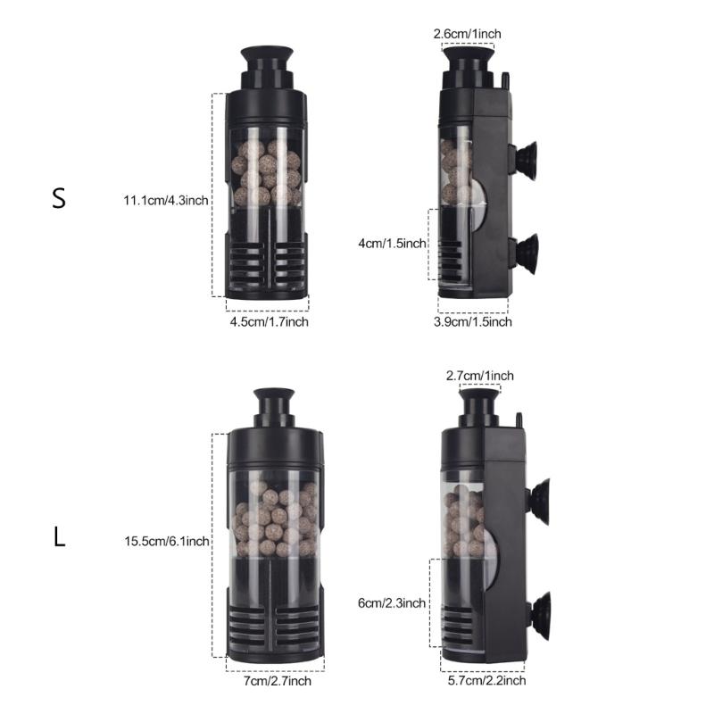 Aquarium Wasserreinigungsgerät Saugnapf Fisch Wandmontiert Wasserzubehör Leises Filtergerät für Büro Zuhause