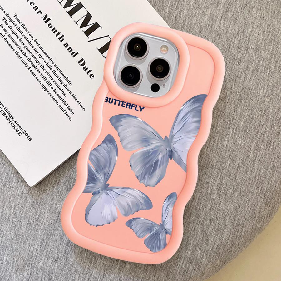 Printed Butterfly Case for iPhone 15 Plus XR 13 8 17 Air 12 16 Pro Max 14 11 Soft Phone Cover