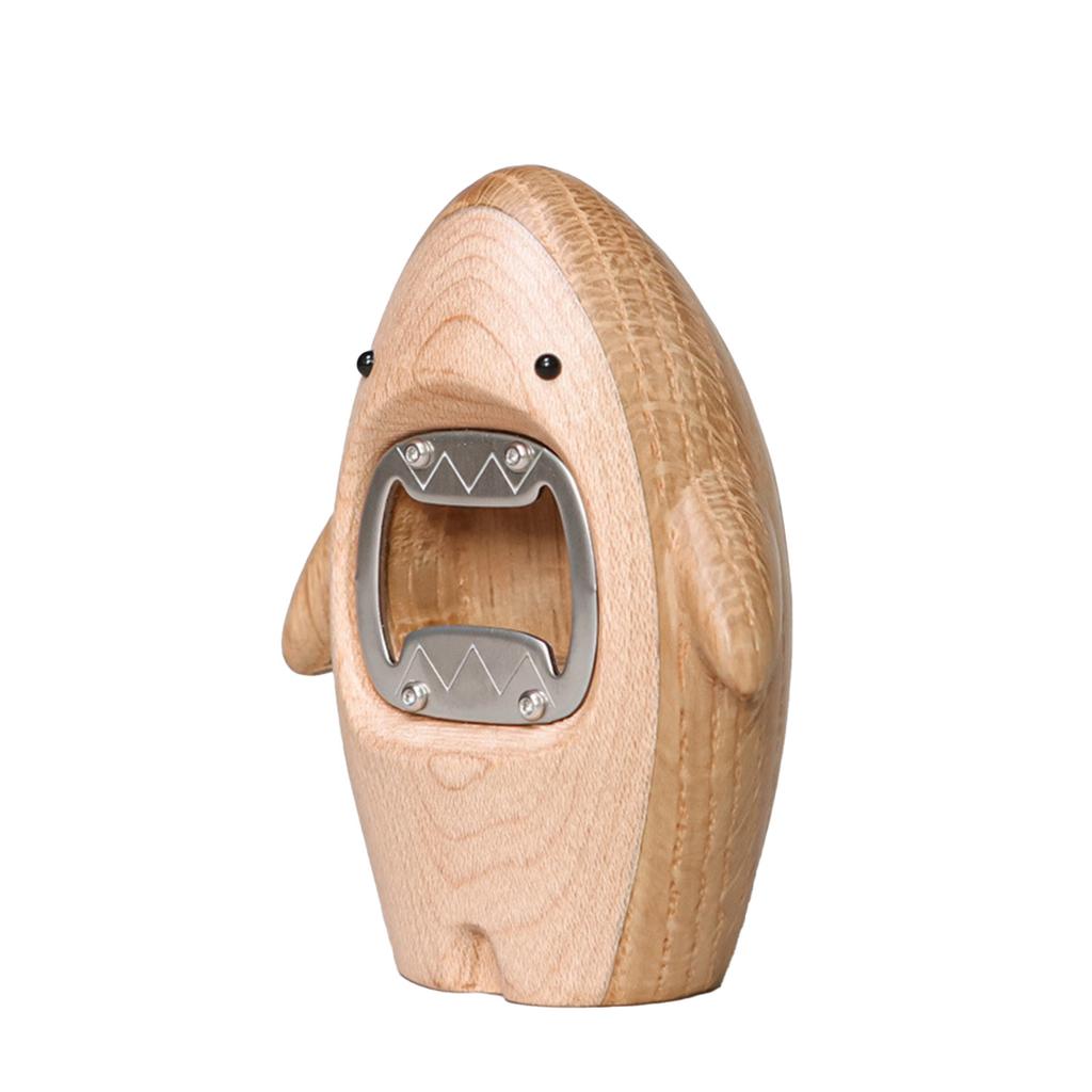Shark Wooden Bottle Opener, Creative Portable Beer Cap Remover, Unique Gift for Home Bar Party, Eco-friendly Funny Accessory