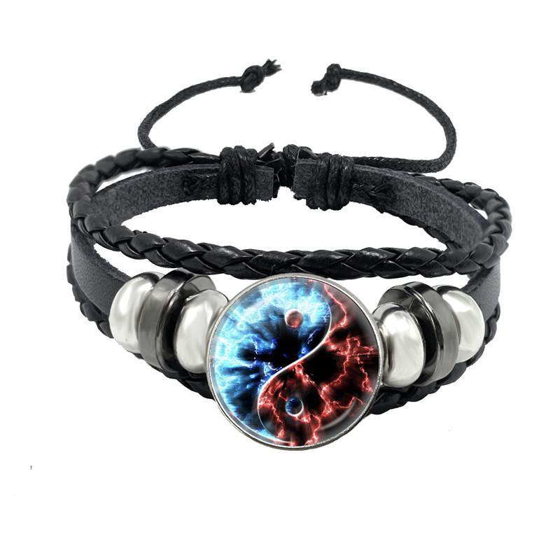 One piece Yin Yang Tai Chi rope bracelet black and white braided leather bracelet bracelet women's gift