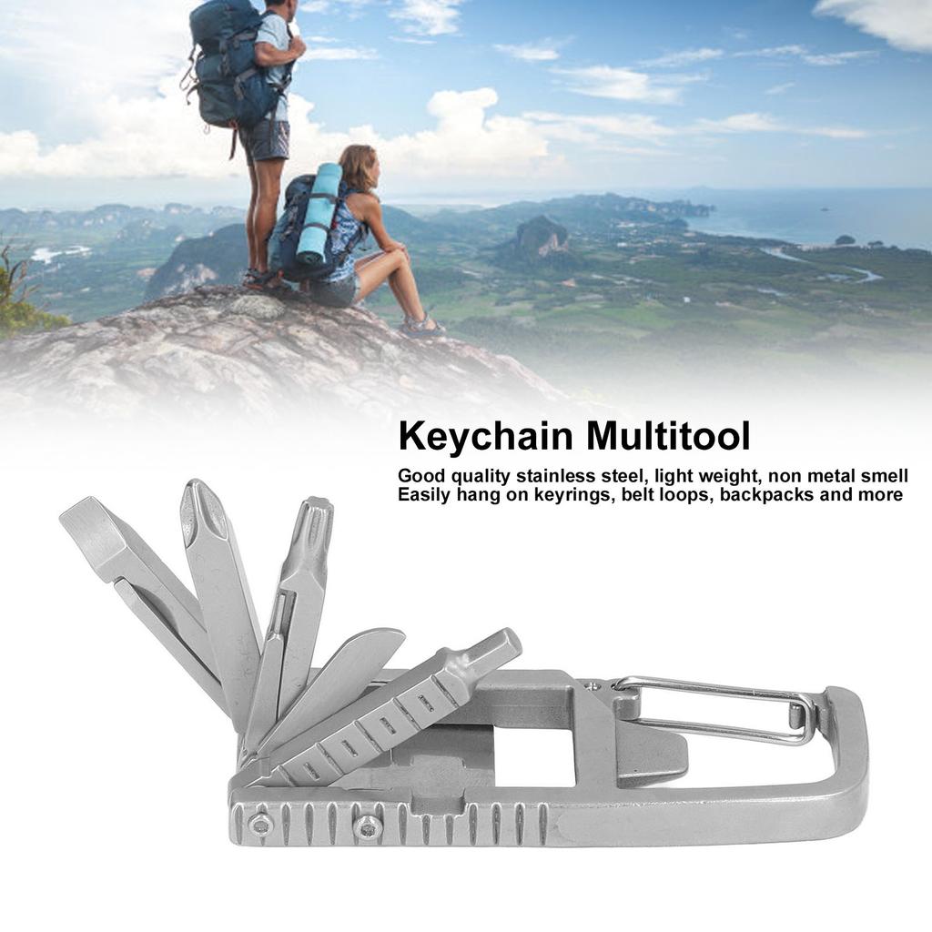 Keychain Multitool 12 In 1 Folding Multi Tool Stainless Steel Outdoor Screwdriver Bit