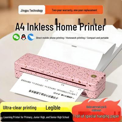 Portable Bluetooth A4 Thermal Printer for Students - Inkless and Compact