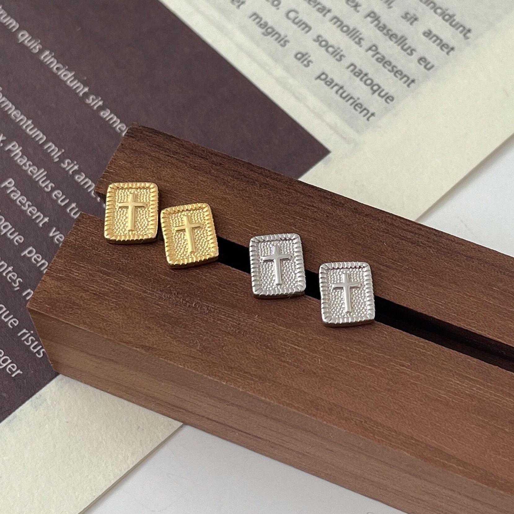 

Korean Minimalist S925 Sterling Silver Cross Stud Earrings - 2022 Trendy Women s Niche Design White Gold - Nano Anti-Oxidation