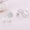 Aaa Zirconia Shell Pearl Cubic Clip-on Double Earrings