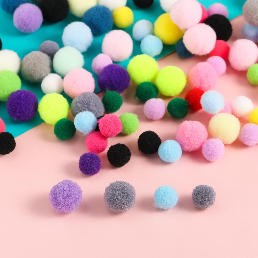 50pcs 10/15mm Multicolor Soft Fluffy Ball Pompom Plush Balls for DIY Sewing Holiday Decorations and Jewelry Making Supplies