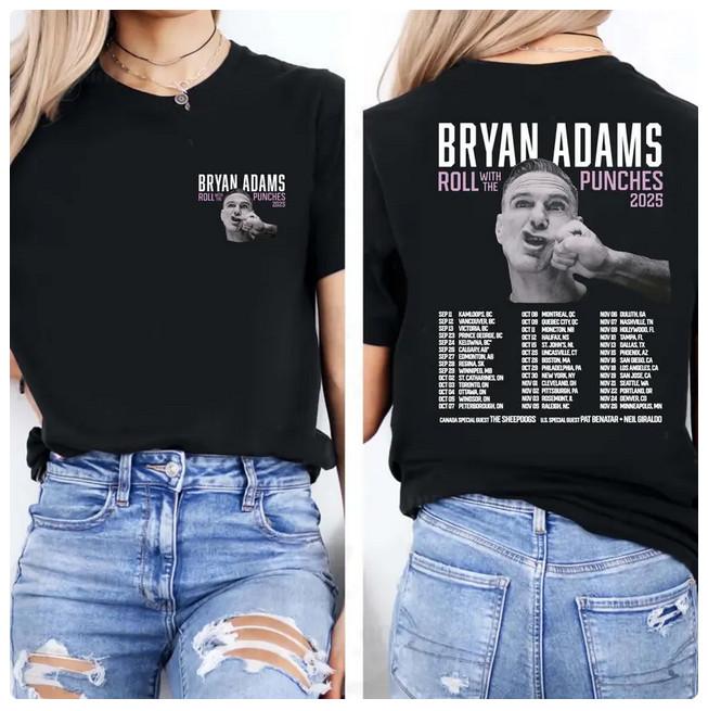 

Bryan Adams Roll With The Punches Tour 2025 Double Sided Unisex T-Shirt. M