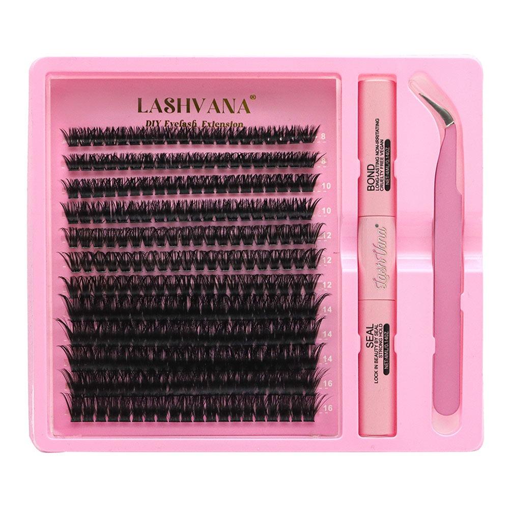 144pcs DIY Lash Extension Kit 8-16mm Individual Lashes Kit Trendy Lash Clusters  for Self-Use