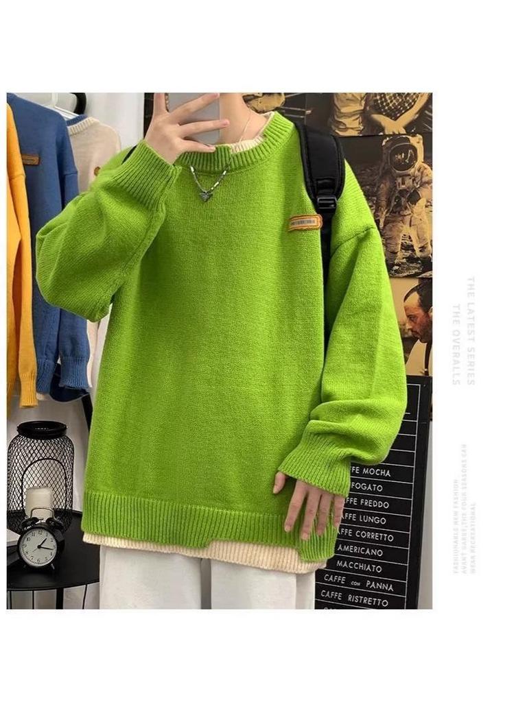 Men's Trendy Loose Knit Sweater - Warm Autumn/Winter Round Neck Pullover Cardigan