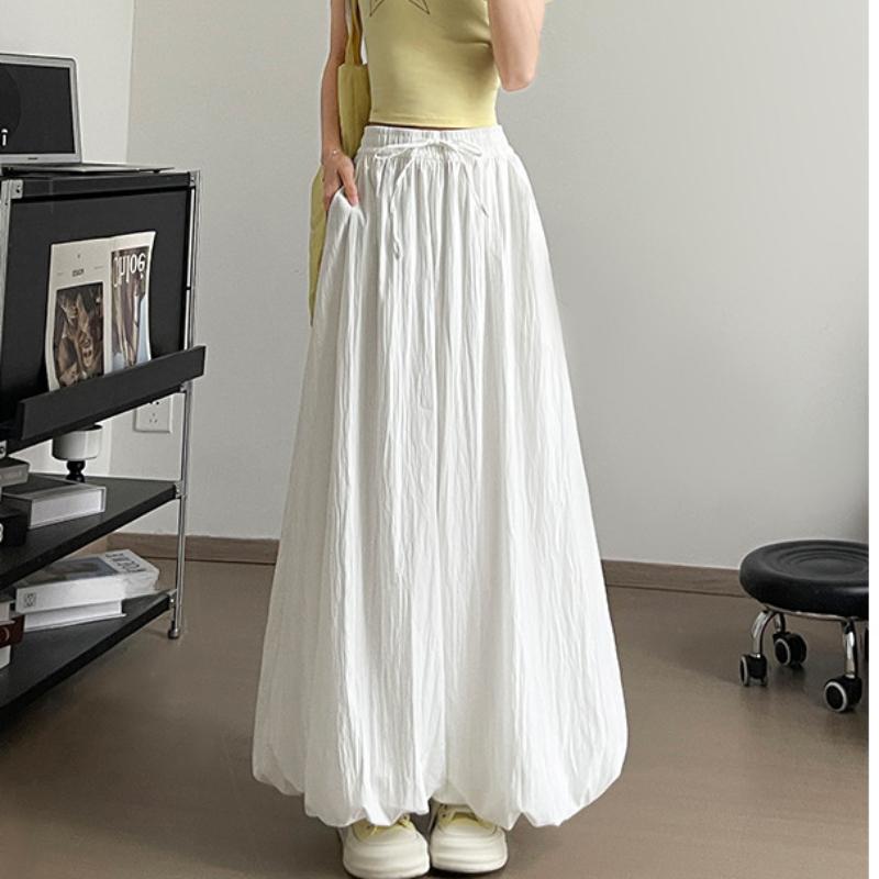Yellow Lazy Style Flower Bud Skirt and Pants for Women In Summer New Casual High-waisted Small Loose Lantern Wide-leg Pants