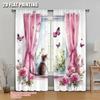 2pcs 2D Flat Printing Curtain Scene Animal Cat Versatile Fabric Without Electricity Versatile for Room Decor Aesthetic