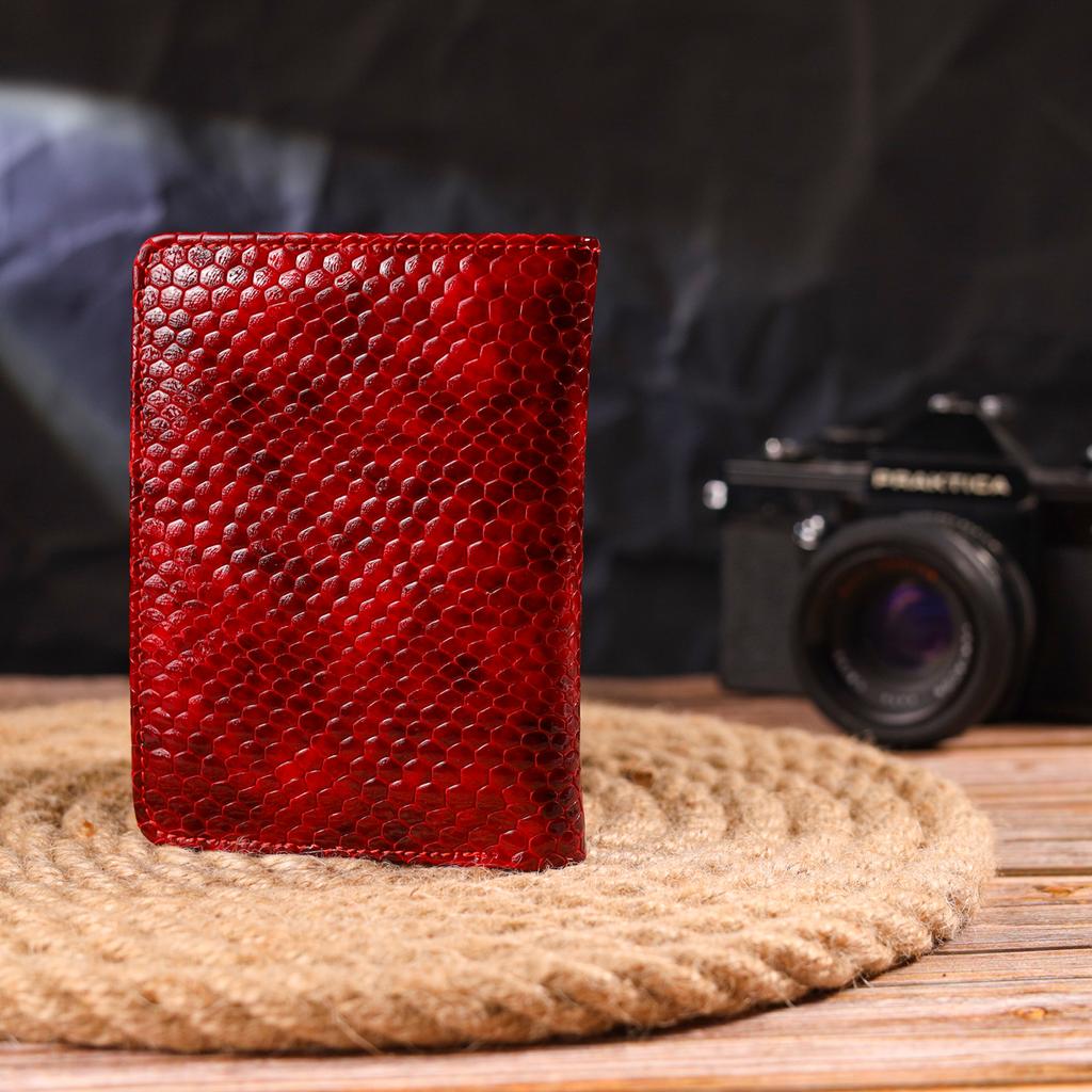 Лакированный Женский кошелек из натуральной кожи с тиснением под змею CANPELLINI Wallet 21682 Красный