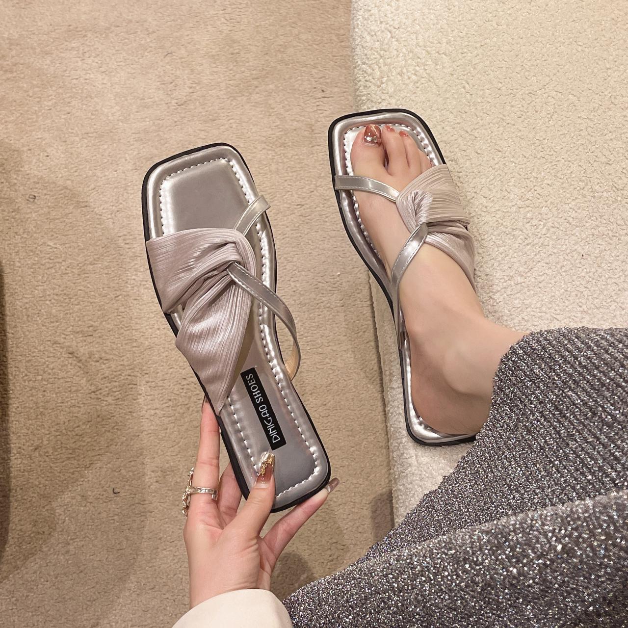 

Женские тапочки из бархатной ткани с открытым носком, лоскутные, летние, новые, модные, для отдыха на природе, женская обувь для свиданий 35