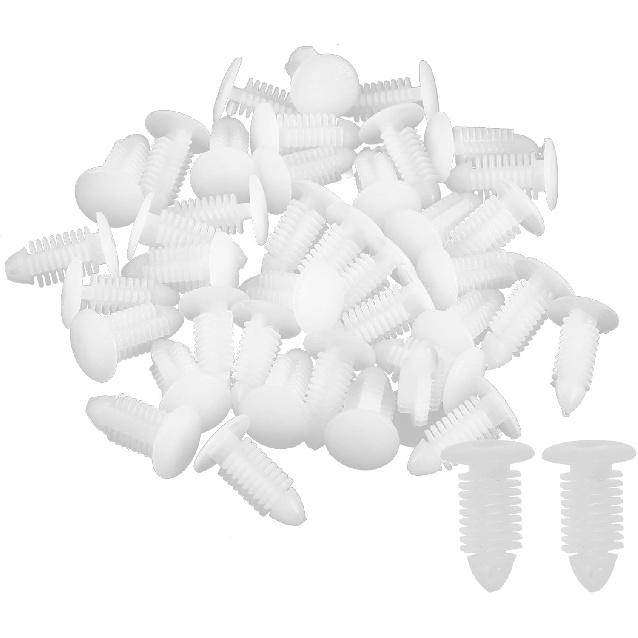 ACROPIX Universal 8mm Push Bumper Fastener Rivet Clips White - Pack of 40